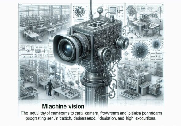 Complex machine vision system with multiple lenses and intricate mechanical parts, illustrating advanced VA Imaging technology.